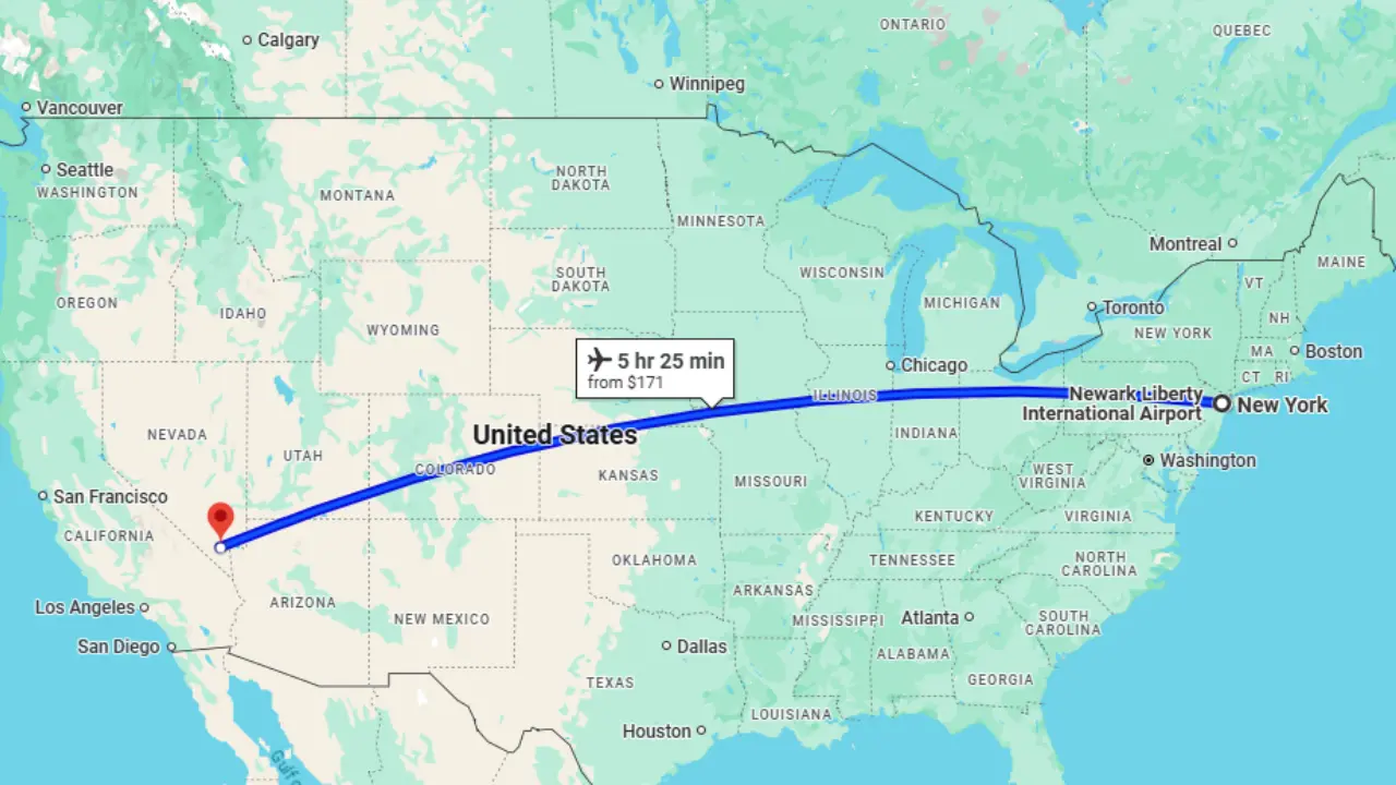 flying time from new york to las vegas